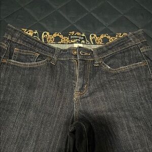 St. John's Bay Dark Denim Jeans with Patterned Waistband Size 8P
